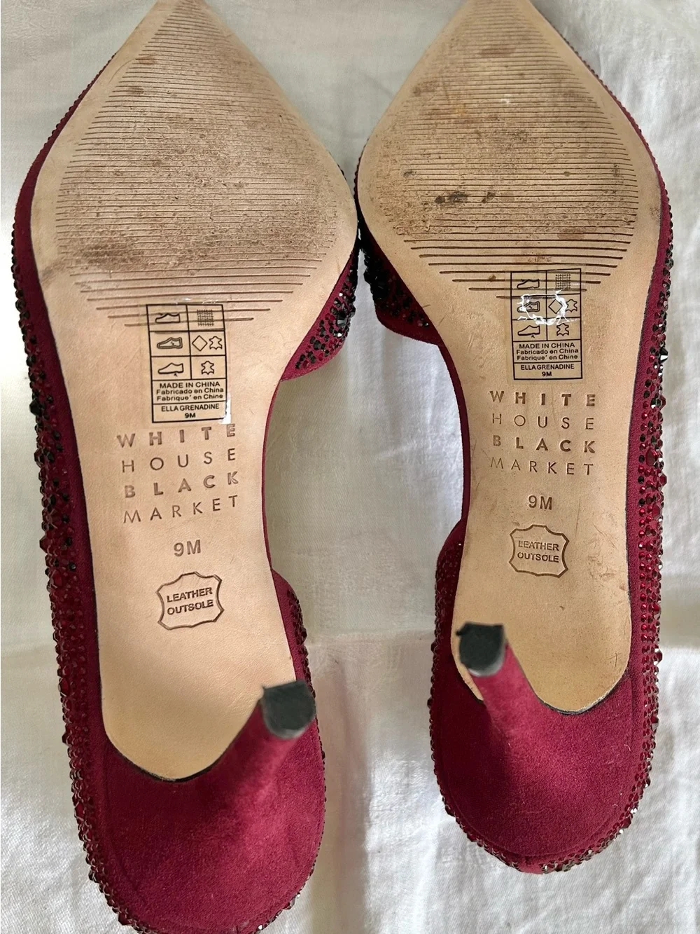 White House Black Market Ella Grenadine Red Rhinestone d'Orsay WHBM Pumps Size 9